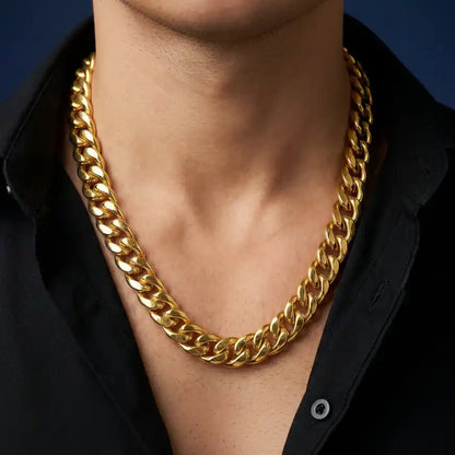 Heavy Gold Plated Cuban Link Chain for Men & Boys, length 22 inch, Width 16 mm.
