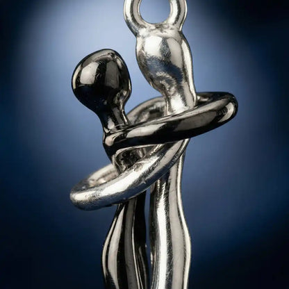 Silver and Black Hug Couple Chain Pendant