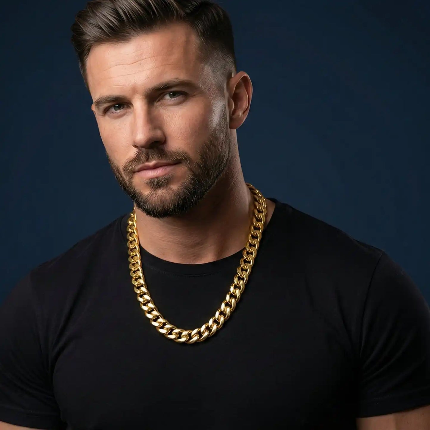 Heavy Gold Plated Cuban Link Chain for Men & Boys, length 22 inch, Width 16 mm.