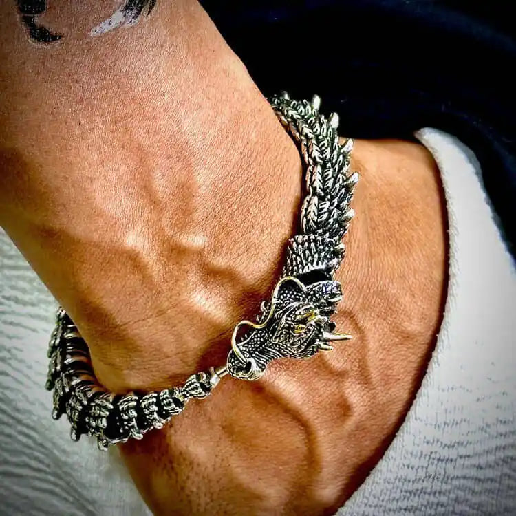 DRAGON GOT  - "12"mm Pure Titanium Steel Bracelet with Hook Buckle for Men & Boys ("9" inch), (Free size, fit for any one)